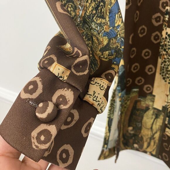 Toby George Vintage Asian Graphic Polyester Long Sleeve Disco Shirt Size 6 - Picture 8 of 16